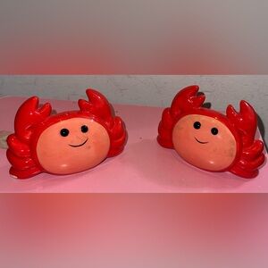 Red Crab Salt & Pepper Shaker Set - Cute Ceramic Seashell Design